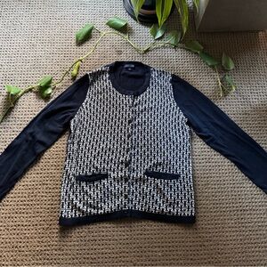 Tommy Hilfiger Navy Blue and White Patterned Cardigan